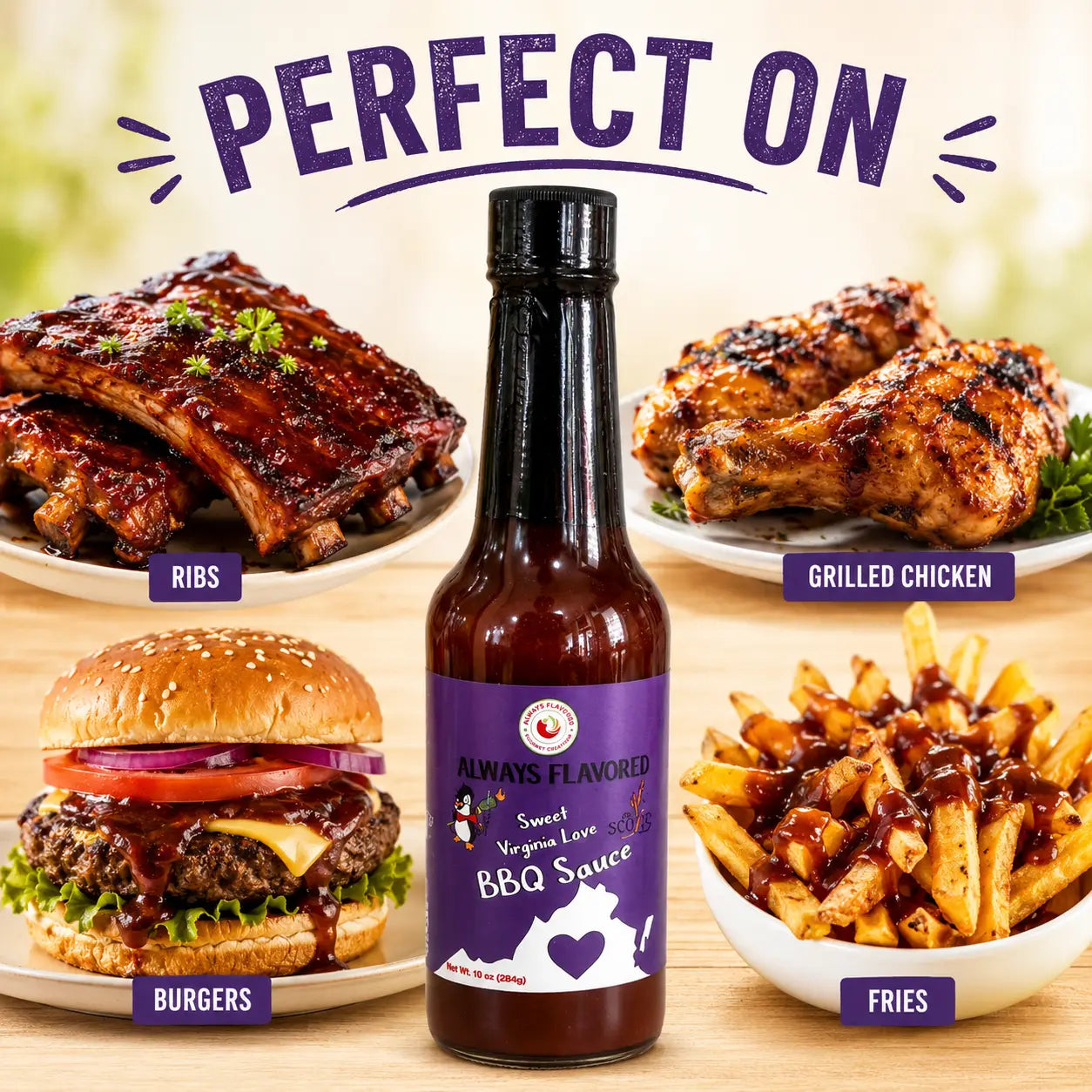 Always Flavored Sweet Virginia Love BBQ Sauce - sauce