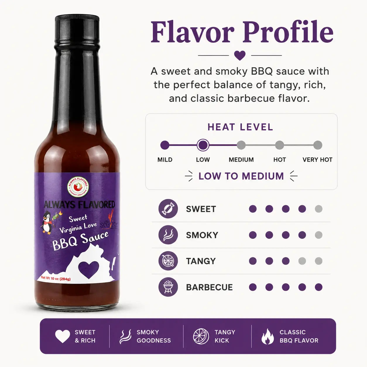 Always Flavored Sweet Virginia Love BBQ Sauce - sauce